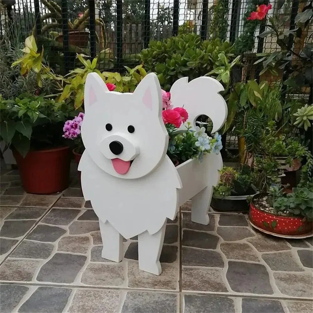 Hage blomster potte søt hundeformet planter samoyed labrador shepherd dog vase pots pvc hjem utendørs hage dekor blomsterpotter