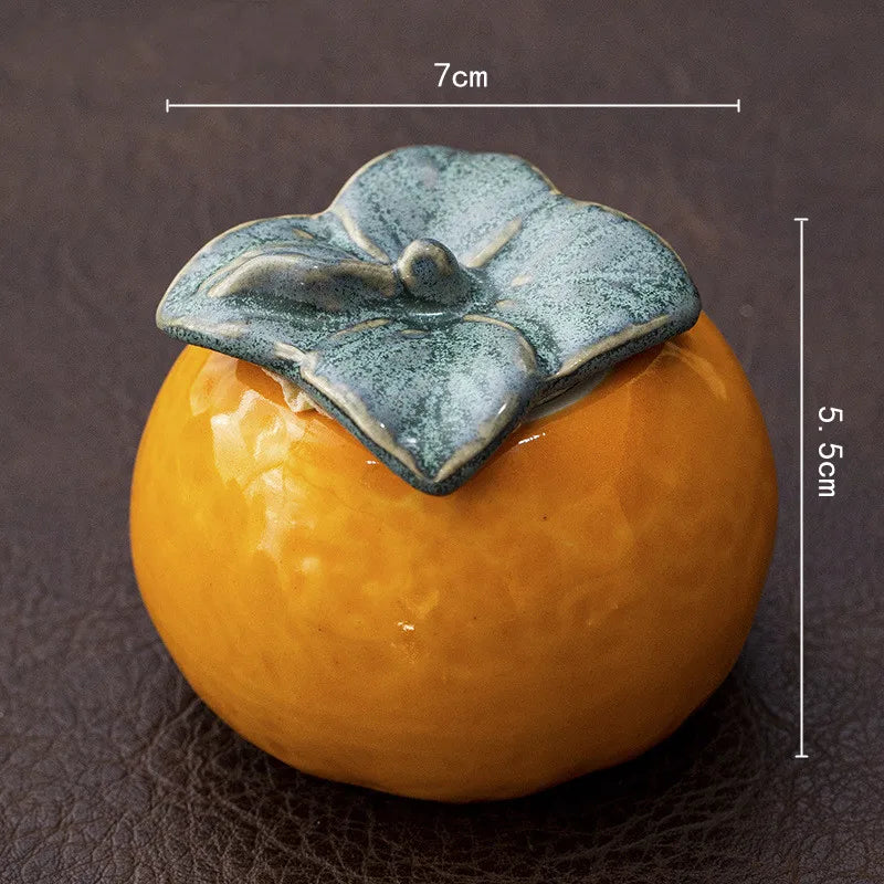 Ceramic Tea Pot Artificial Orange Small Tea Can Seal Storage Tank Kitchen Storage Organizer Sugar Coffee Container Ceramic Jar
