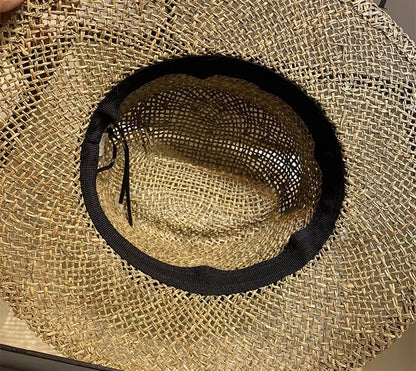 Léto 2024 Francouzský otvoř pro slaměný klobouk trojnásobný s doplňky plážový klobouk Outdoor Travel Anti-UV Dámské klobouky dívky gorras