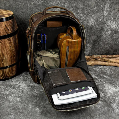 Bolsas de alta qualidade Backpack de couro masculino Retro Retro Luxury Style Backpack Backpack Backpack Saco para Men Leather Daypack