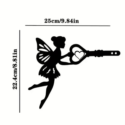 Angel on Branch oceľ Silhouette Metal Art Fairy Silhouette Orname Ornament Wall Art Domov záhradný dvor