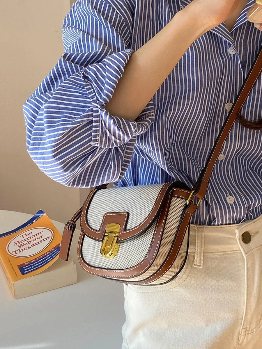 Klap crossbody tasker til kvinder læder splejs lærred skulder taske kvinder håndtasker kontrast punge punge