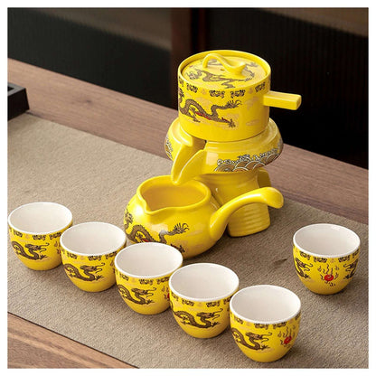 Chinese Tea Set Ceramic Kungfu Tea Set With Pattern Tea Pot And Cup Kit Multifunctional Travel Teapot Gift For Friends Family