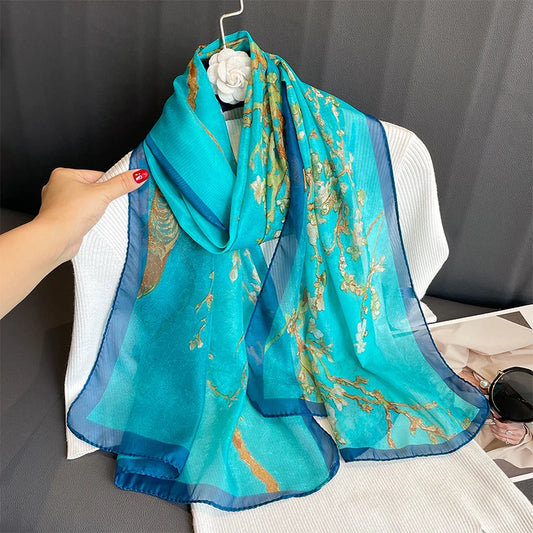 2023 Fashion Printed Floral Chiffon Hijab Scarf Women Pareo Lady Bandanas Beach Handels Summer Muslim Veil Wrap Female Foulard