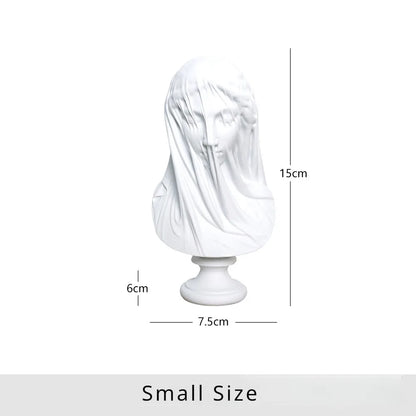 Veiled Lady Bust Greek Goddess Statue Classic Roman Mythology Gifts Maiden Sculpture Home Living Room Desk Bookshelf Decorations