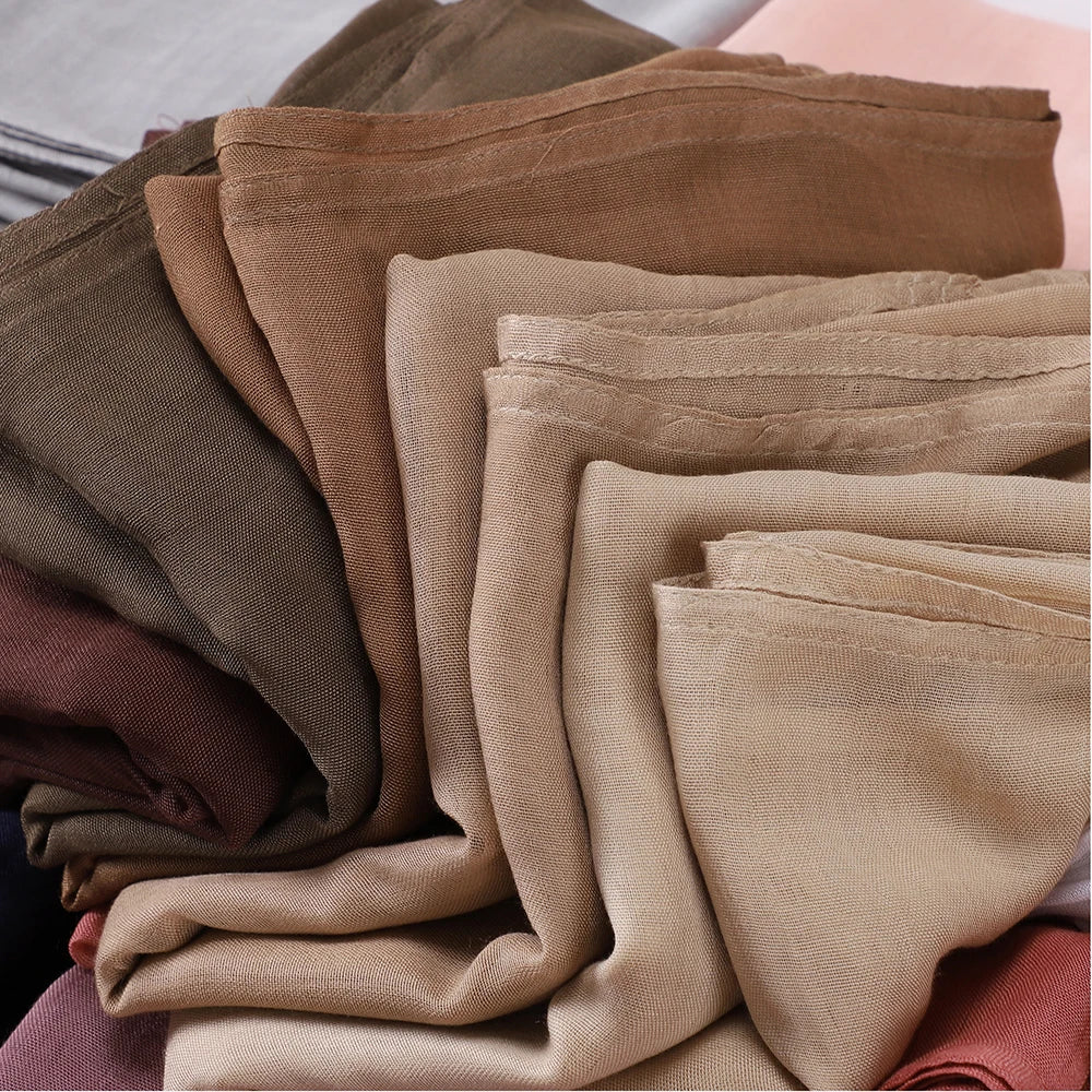 חטיבות מוסלמיות לנשים צעיף צעיף רגיל דק Femme Musulman Soft Viscose Rayon Headscarf אסלאמי טורבן סרט 200x85 ס"מ
