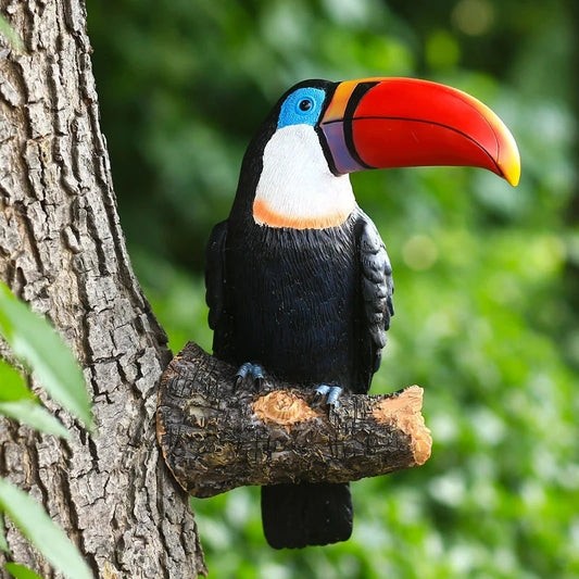 Toucan ptičja figurica zagrljaj drveća dekor viseće smole ukrasi vrtni kip kreativna simulacija zid zida životinja dvorište