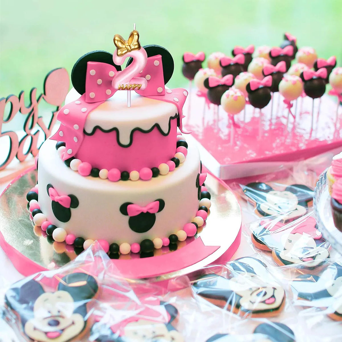 Candle Pink Birthday Candle Girl Happy Birthday Tort Topper Celebration Celebration ANESUNIONS ANNIOBARZY Partyjne materiały imprezowe (numer 2)