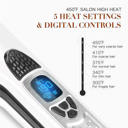 Tappeto a vapore elettrico piastratura professionale ceramica capelli larghi arricciatura piatti di ferro piastra per capelli lcd visualizzazione pettine calda raddrizzamento