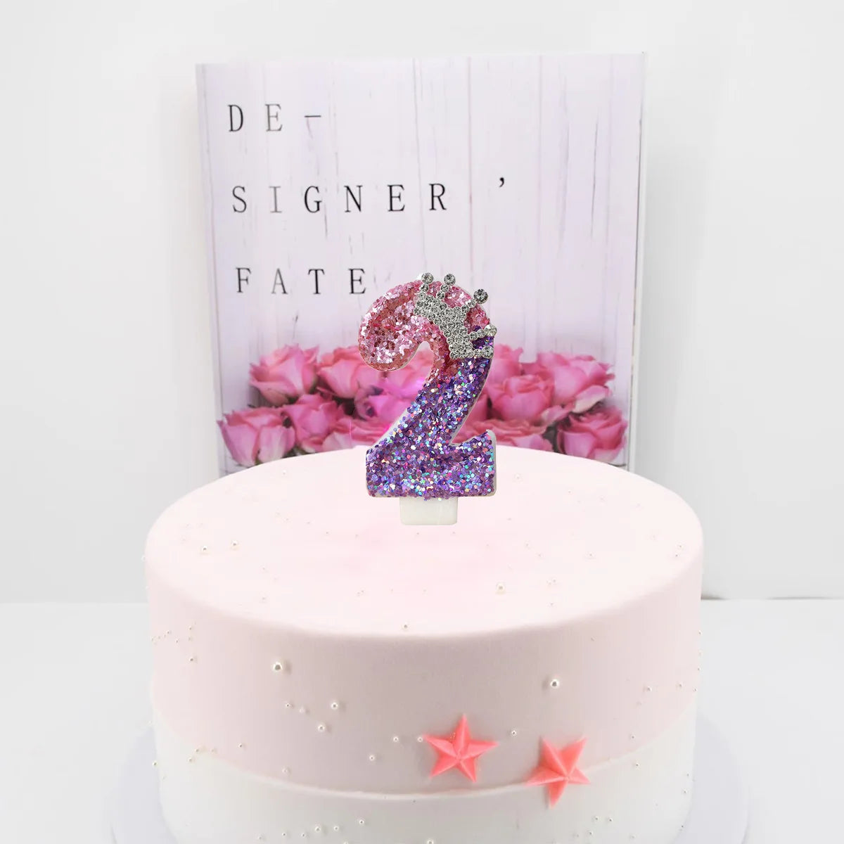 Nummer 2e verjaardag kaarsen prinses kroon thema cakekaars voor verjaardagsfeestje grote schattige kaarsen voor cake topper decoratie