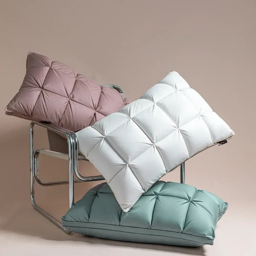 Peter Khanun 3D Bread White Goose Down Puter Ergonomiske ortopediske nakkeputer 100% bomullsdekke og klype Plissdesign P01