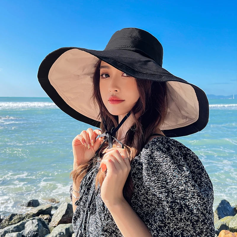 Femmes grandes plage de plage Sun Sun Summer Double côté côté solde pêcheur Caps de chapeau pour femmes chapeaux de seau de soleil pour femmes