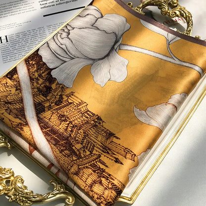 Ženy čisté hedvábné šály a šály tištěné značkové šály zábaly dlouhé velikosti Foulard Femme Summer Summer Headcheif Summer Pašmina
