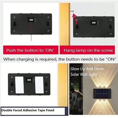 Lumières murales à LED solaire extérieure lampe solaire LED étanche de haut en bas