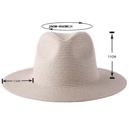 Gran tamaño 56-58 59-60cm Nuevo sombrero de paja de Panamá natural Hombres de verano Mujeres de ancho Wide Beh Beach UV Protección UV Fedora Sun Hat al por mayor