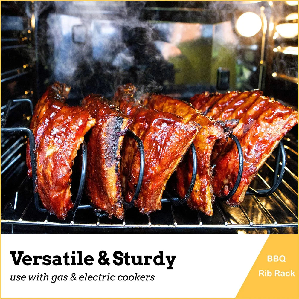 Nepchůjte BBQ RIB STAND STAND GRIBECUE STACKS STACKY Nerezová ocel Chicken Hovězí žebra gril černá pro plynový kuřák BBQ Tools BBQ