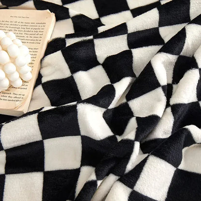 Couverture de flanelle pour la chambre à coucher des couvertures de climatisation douce à damier