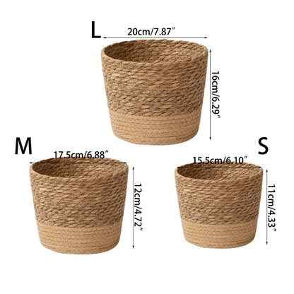 Planteros de canasta Cubierta Cubierta Cesta de almacenamiento Contenedores de plantas de canasta tejida a mano Sembradora de bonsai contenedor