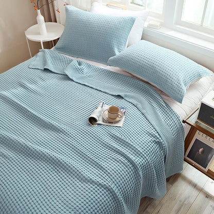 Japan Waffle Plaid Cotton Teppe For Bed Single Queen King Bedspread Bed Sofa Tepper Kast bomullsark Coverlet Bed Cover