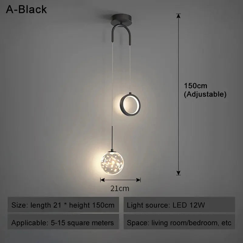 Starry Sky Projection Style Circular Led Pendant Light Living Room Dining Room Bedroom Cafe Indoor Lighting Decoration