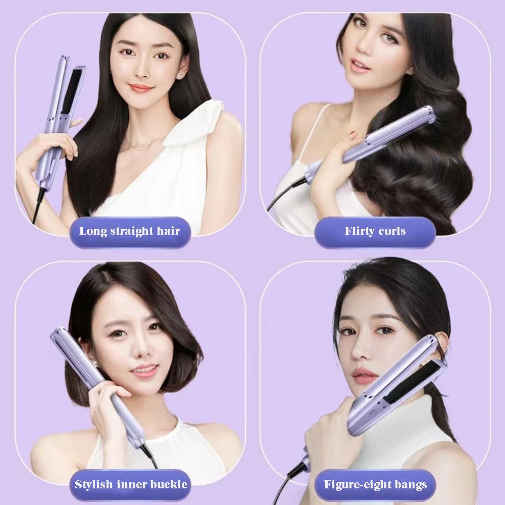 Plancha de cabello portátil plano plano cabello rizado cerámico azul iones de luz iones de cabello herramientas de peinado