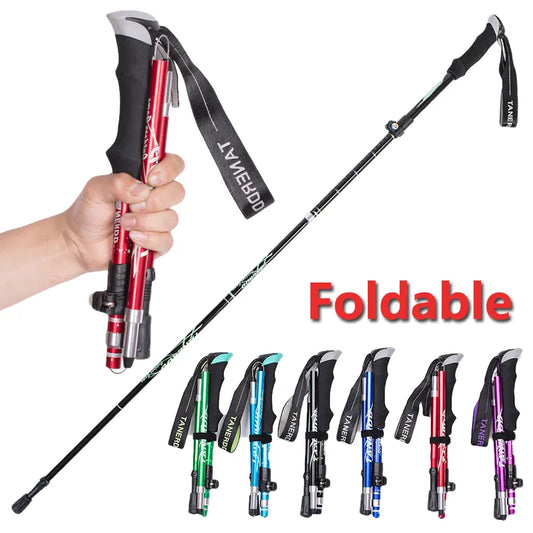 Trekking Stick me 5 seksione teleskopike të palosshme të palosshme të shufrave në natyrë kampe në natyrë ultralight portable të palosshme ecje shëtitje në këmbë