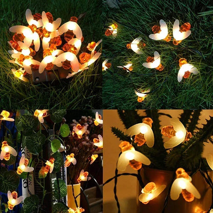 Luci a spicco di api solari per esterni fata chiodo chiodi ghitmas 8 modalità luce patio impermeabile per decorazioni per feste da giardino
