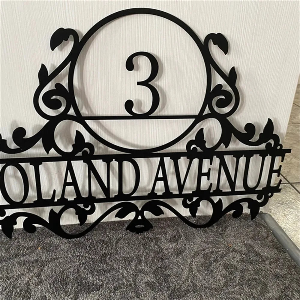 Personalized Metal Address Sign for House Custom Number Street Address Plaque Outdoor Plaque Wall Hanger Art Front Door Signs