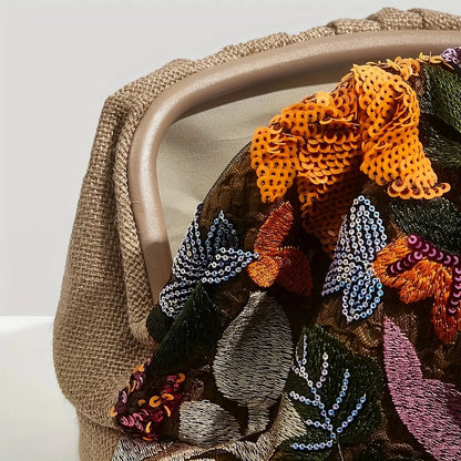 Retro Orange Beaded Clutch Evening, Classic Shiny Banquet Bag, Pititable for enhver fest, middag