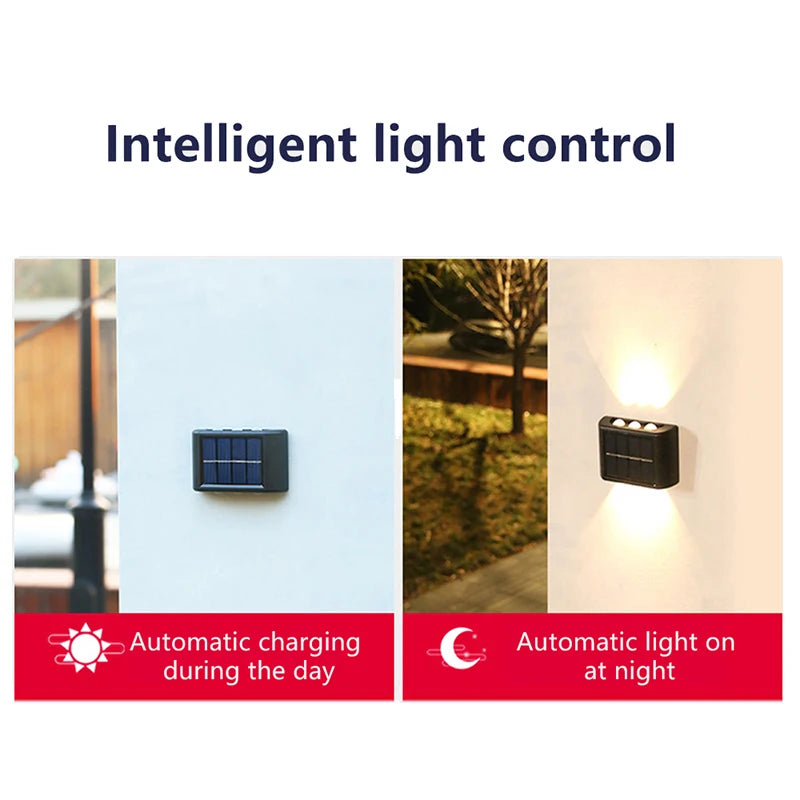 LED Solar Lamp Outdoor Waterproof Up And Down Luminous Lighting Solar Wall Lamp for Street Balcony Yard Garden Decoration Lights
