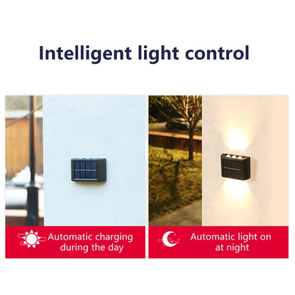 LED Solar Lamp Outdoor Waterproof Up And Down Luminous Lighting Solar Wall Lamp for Street Balcony Yard Garden Decoration Lights