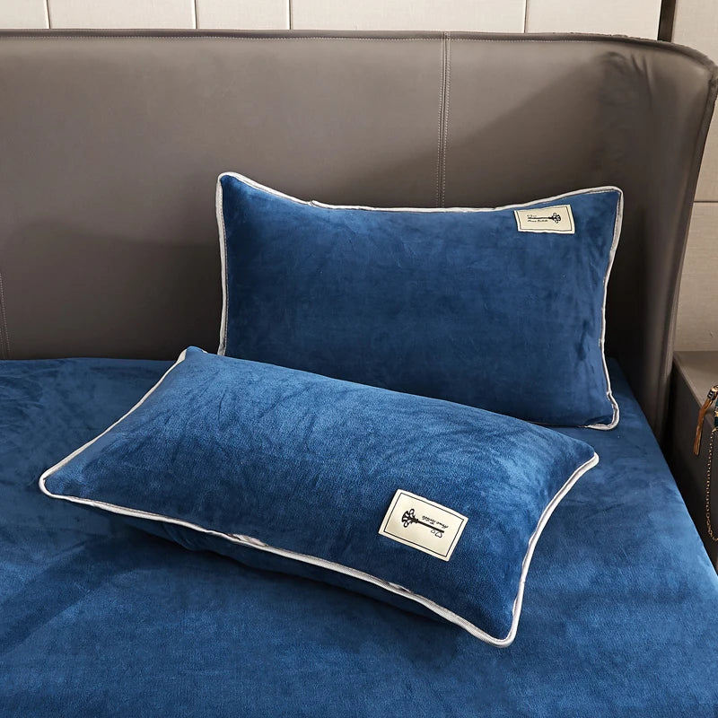 WOSRAT Warm velvet elastic fitted sheet mattress cover winter bedspreads 2 people luxury double bed bed sheet king size 160/200