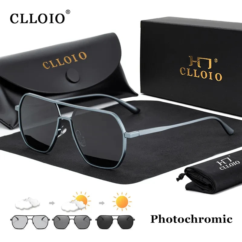 Clloio New Fashion Aluminium Photochromic Sunglasses Men Femmes Polaris Sun Glasses Chameleon Anti-Glare Driving Oculos de Sol