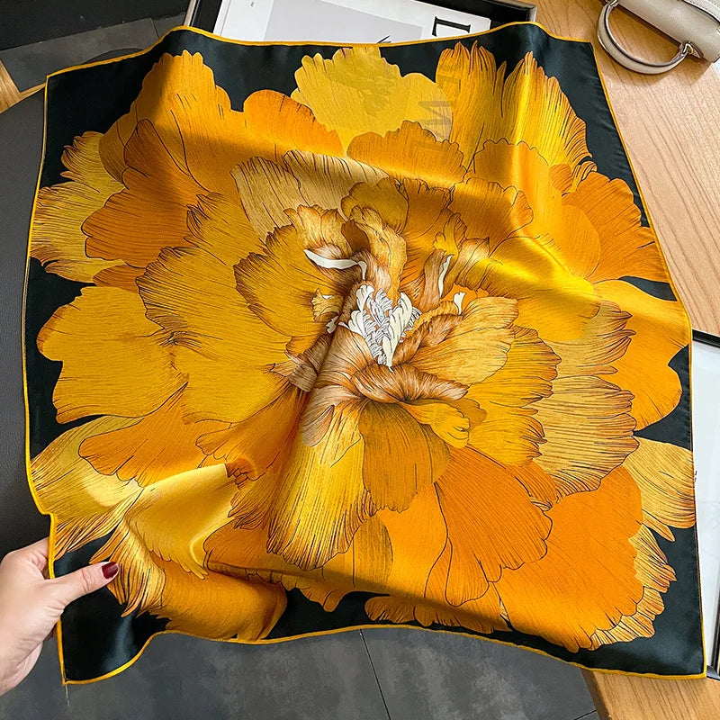 Moda szaliki dla kobiet szal drukuj jedwabny satynowy szalik hidżab bandana 70*70 cm luksusowa marka kwadratowe szalę szaliki dla kobiet