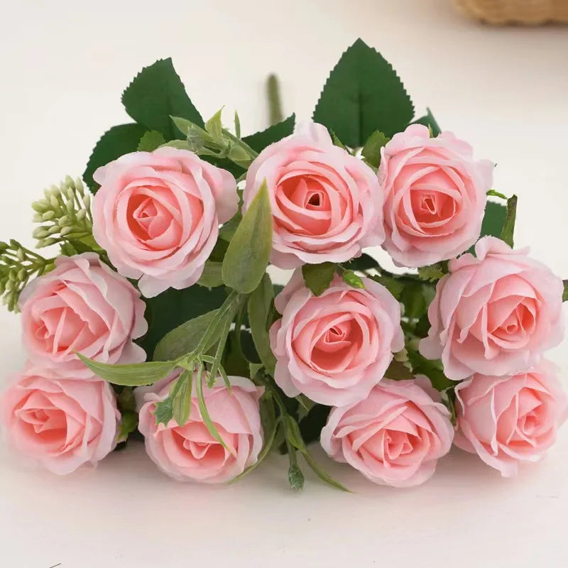 10 capete Buchet Rose Flori artificiale Decor de nuntă Western Rose 6 culori Peonies Flori Fake Flori artificiale