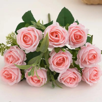 10 capete Buchet Rose Flori artificiale Decor de nuntă Western Rose 6 culori Peonies Flori Fake Flori artificiale