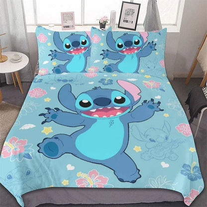 Lindo juego de ropa de cama de dibujos animados de puntada para niños Juego de colchas de anime para niños Linda cubierta nórdica de dibujos animados 1 cubierta nórdica y 2 fundas de almohada