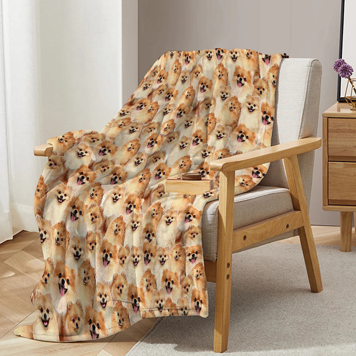 Pomeranische Wurfdecke Fuzzy Dog Decke für Kinder Pommerianische Geschenke für pommerianische Liebhaber gemütliche Decke für Couchsofa Bett