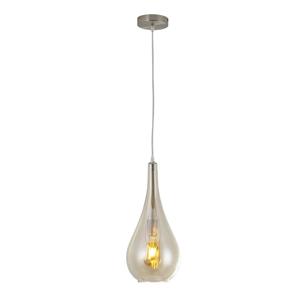 KOMORE Droplet Glass 1 Head Pendant Light Fixture Ceiling Lighting for Kitchen Dinning Table Hallway Entryway