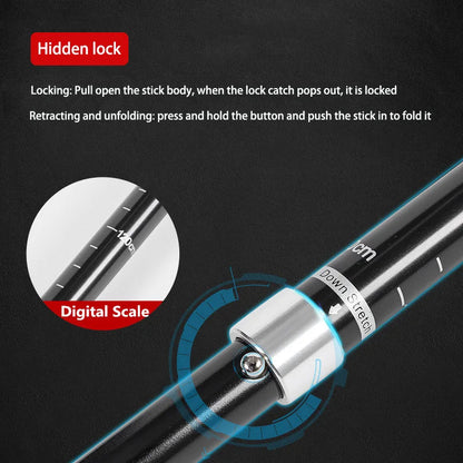 Trekking Stick 5-sektion Teleskopisk foldning Trekking Poles Udendørs camping Ultralette bærbare sammenfoldelige vandrende vandrestok