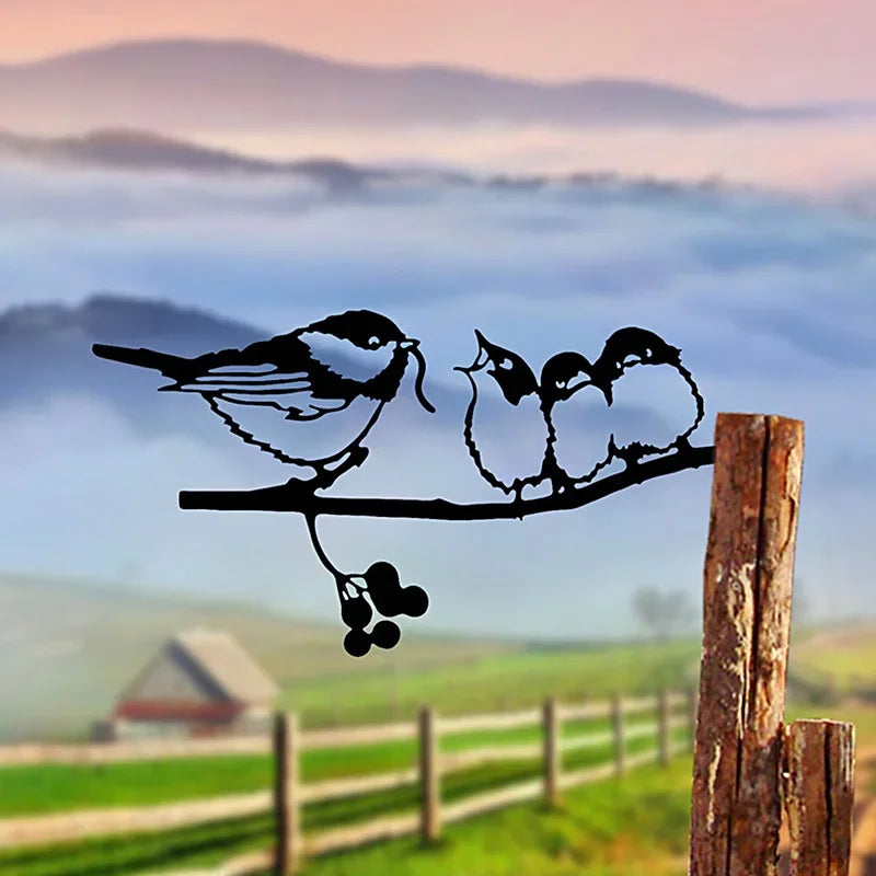 Yard Art Pták pták zvířecí umění zahradní kovový strom nerezová ocel Art Metal Bird Garden Dekorace Outdoor Siluettes Ornament