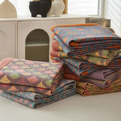 Jacquard Cotton Gauze Blanket Queen King Size Spring Summer Quilt Stitch Coverlet Home Bedding Bedspread Bed Sheet Sofa Cover