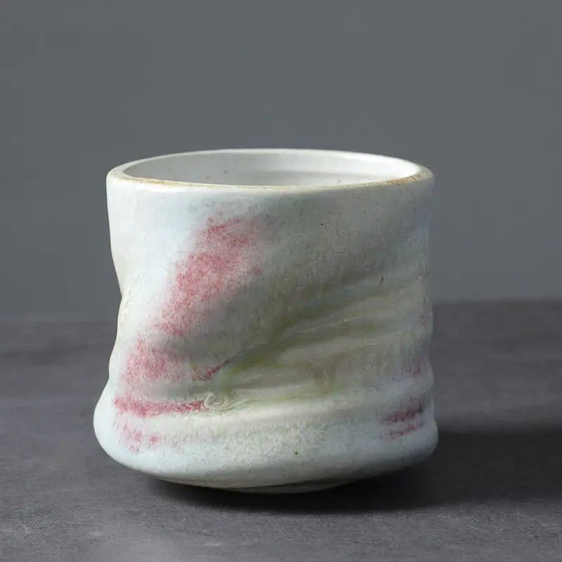 Vintage Handmade Crinkle Flower Coffee Cup for Espresso with Ceramic Material and Unique Design