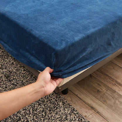 WOSRAT Warm velvet elastic fitted sheet mattress cover winter bedspreads 2 people luxury double bed bed sheet king size 160/200