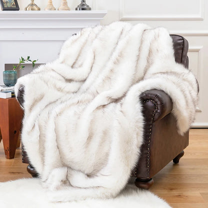 Battilo Faux Pelzdecke für Bettsofa Luxus Dekor Blanke weich Fuzzy Plaid Fuchs Fell Decken Winter warm gemütlich Wurfdecke