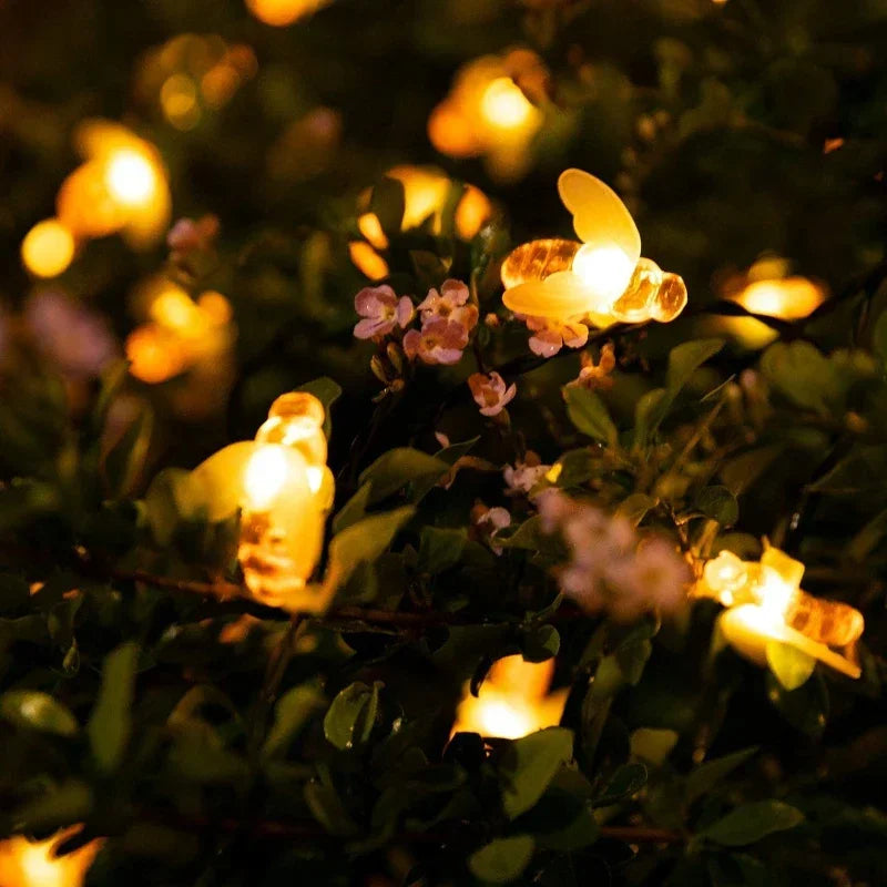 Luci a spicco di api solari per esterni fata chiodo chiodi ghitmas 8 modalità luce patio impermeabile per decorazioni per feste da giardino