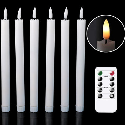 Pachet de 2 lumânări de conicluri cu led scurt de 6,5 inci/16,5 cm pentru Halloween, lumânare cu LED alb/LED bej cu funcționare