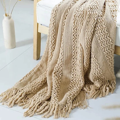 Khaki i thurur i thurur batanije mbulesë me tassel