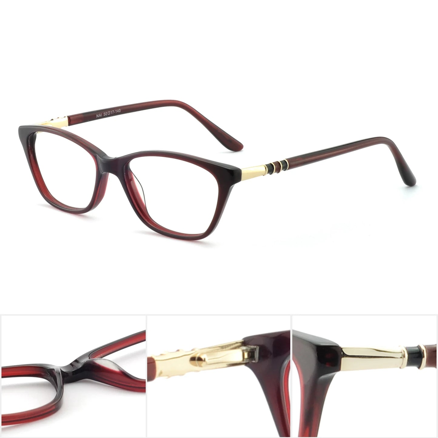 Marco de anteojos recetados Fashion Fashion Miopia Gafas ópticas Pequeños gafas de ojo de acetato de ojo de ojo Gafas de lujo marco Nai