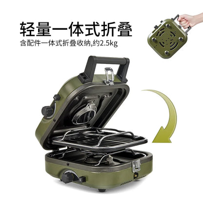 Naturehike موقد غاز مزدوج 2300 واط التخييم في الهواء الطلق نزهة موقد غاز الإشعال الإلكتروني طوي 2.5 كجم معدات الطبخ المحمولة